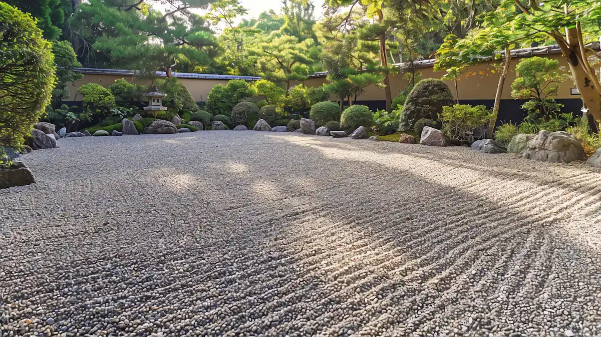 Taman Rumah Ala Jepang dengan Batu dan Kerikil